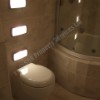 bathroom fitters, limestone tiles - space saving bathroom